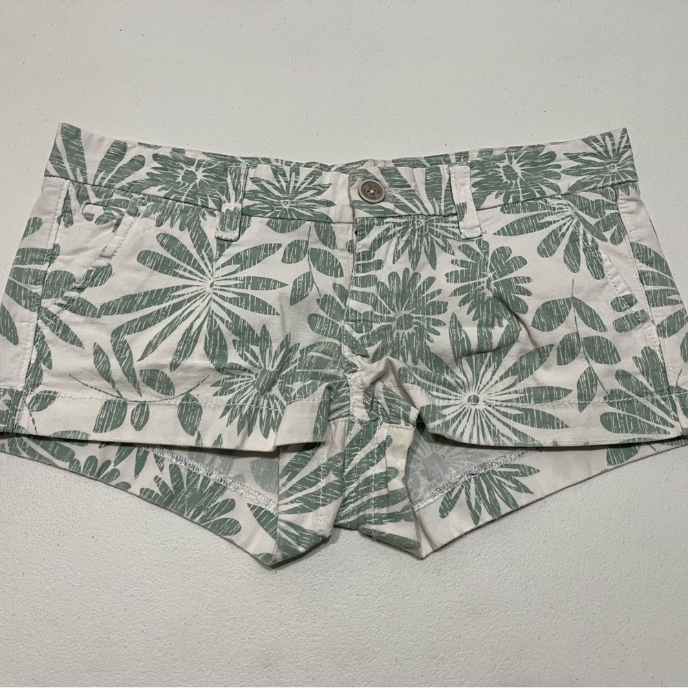 Hollister Green Floral Jean Shorts